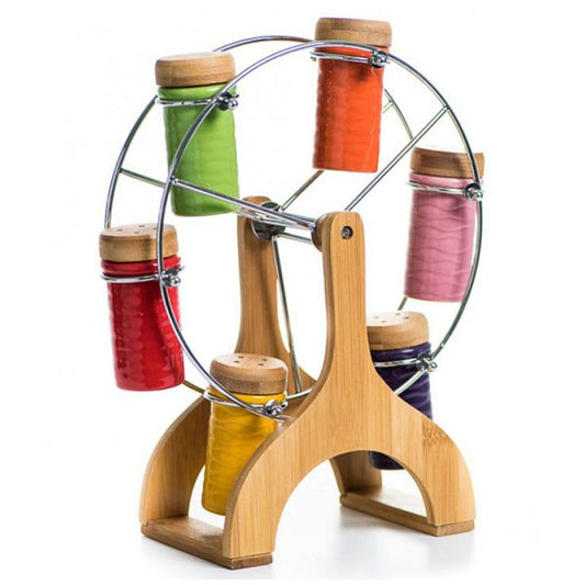 Cool Gift, Set Of 6 Canister With Bamboo Stand