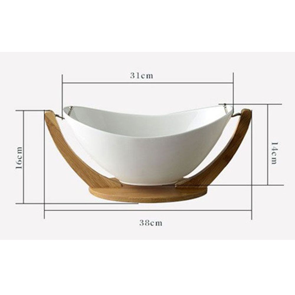 Cool Gift, Ceramics and Bamboo Salad Bowl with Stand, Available in Different Sizes