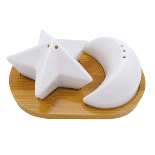 Cool Gift, Salt and pepper Pot with Bamboo Base