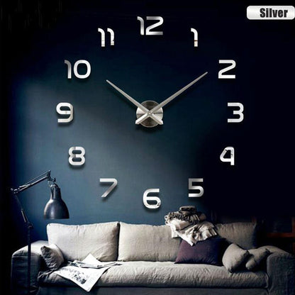 Cool Gift, DIY Wall Clock 3D Mirror, Clock Wall Stickers, Available in Different Sizes