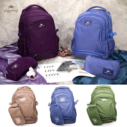Glossy Bird, School bag Set Of 2 Pcs, Available in Different Colors