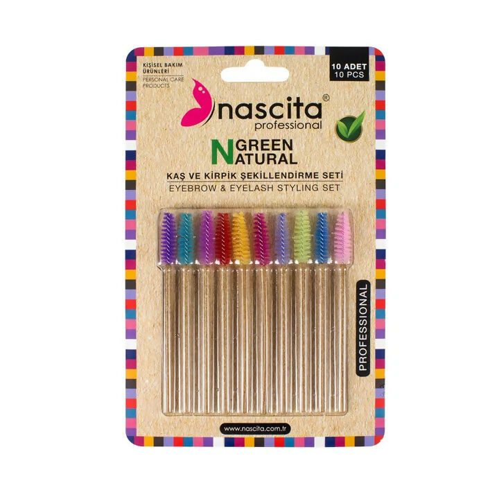 Nascita Green Natural Eyebrow & Eyelash Brush Set Pack of 10
