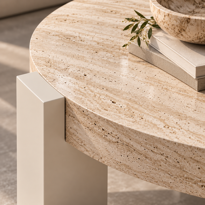 Aurelia Travertine Round Coffee Table | 518