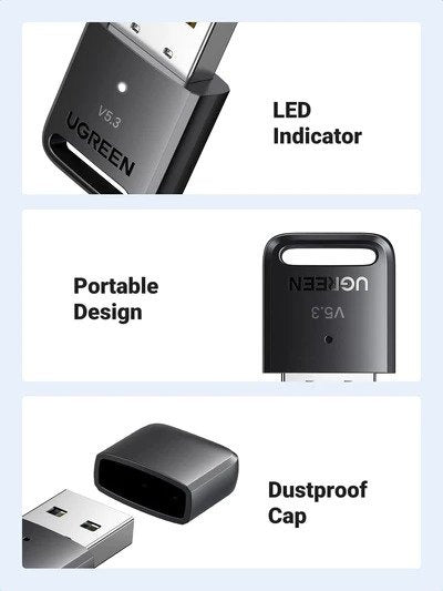 Ugreen, Usb Bluetooth 5.3 Adapter, Stable, Faster& Higher Sound Quality Ugreen Cm591-90225