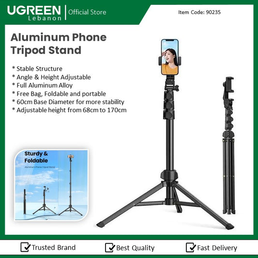 Ugreen, Phone Tripod Stand,  High Quality Aluminum Alloy,  Adjustuble Height Up To 1.7M Ugreen Lp377 - 90235