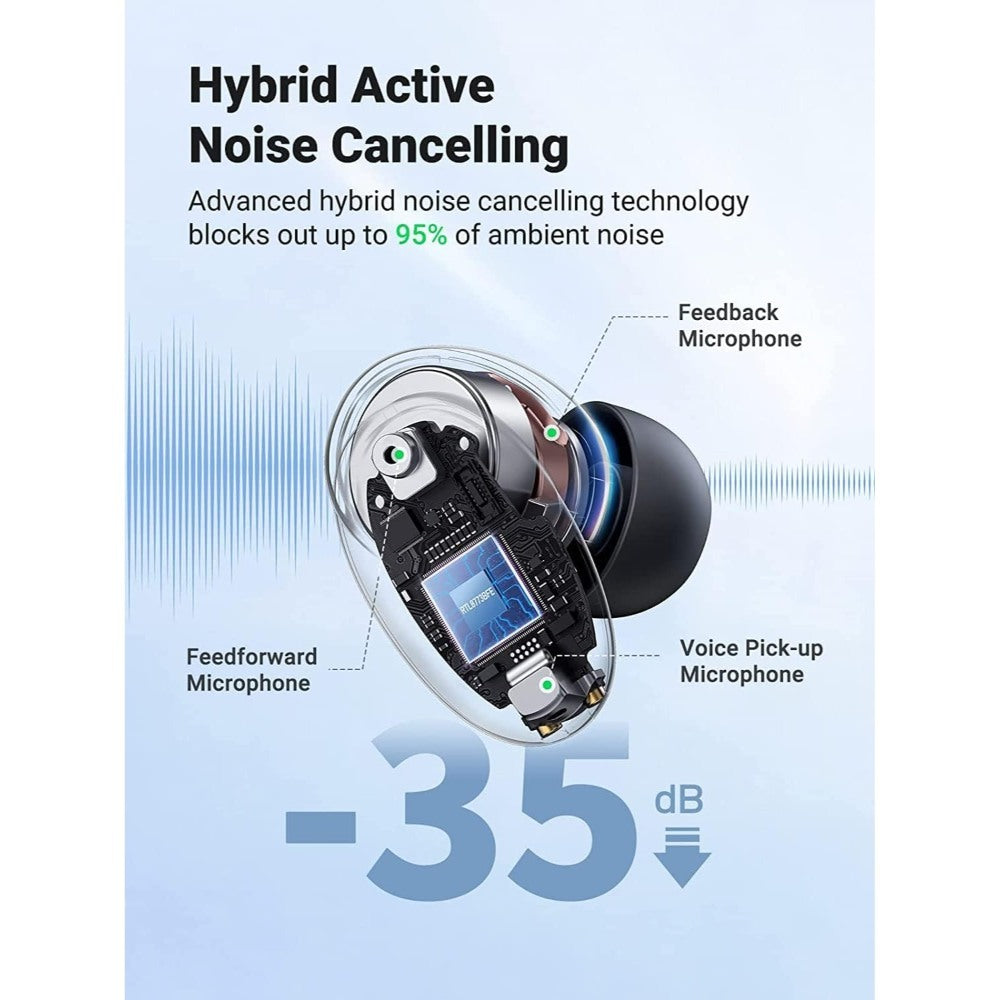 Ugreen, Hitune X6 Hybrid Active Noise Cancelling Wireless Stereo Earbuds-Bluetooth, 6 Mics Clear Calls, Deep Bass Ugreen Ws118-90242