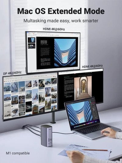 Ugreen, 12-In-1 Triple Display Usb-C Hub Docking Station Adapter Ugreen Cm555 - 90325