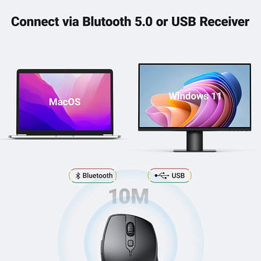 Ugreen, 4000 Dpi Silent 2.4Ghz Bluetooth & Wireless Mouse Ugreen Mu101 - 90395