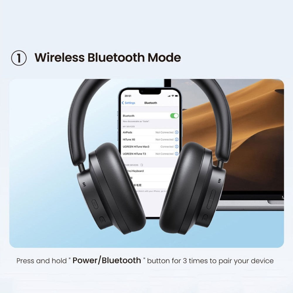 Ugreen, Hitune Max 3 Wireless Headphones, 60 Hours Active Noise Cancelling Hybrid Headphones ,3D Spatial Audio Ugreen Hp106-90422