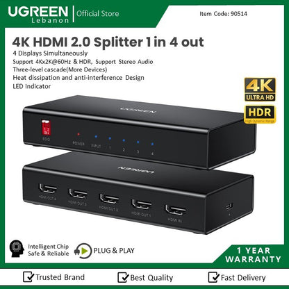Ugreen, Hdmi 1 In 4 Out Splitter Ugreen Cm570 - 90514