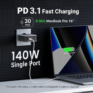 Ugreen, Nexode 140W Gan Tech 3 Ports Charger For Phone, Macbook & Laptop Ugreen Cd289 - 90549