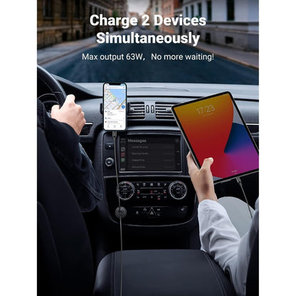 Ugreen, 63W Fast Car Charger Dual Port Usb-C & Usb-A Ugreen Cd239 - 90645