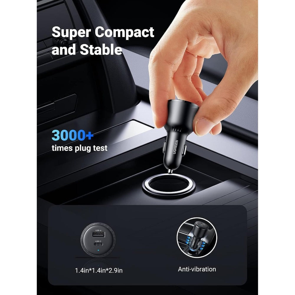 Ugreen, 63W Fast Car Charger Dual Port Usb-C & Usb-A Ugreen Cd239 - 90645