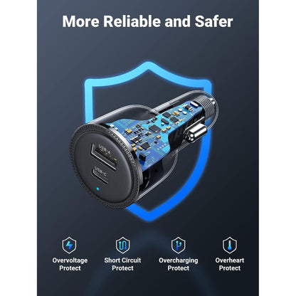 Ugreen, 63W Fast Car Charger Dual Port Usb-C & Usb-A Ugreen Cd239 - 90645