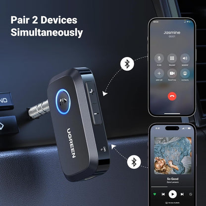 Ugreen, Car & Home Bluetooth 5.0 Receiver Audio Adapter, Built-In Microphone, Built-In Battery Up To 15 Hours Ugreen Cm596- 90748