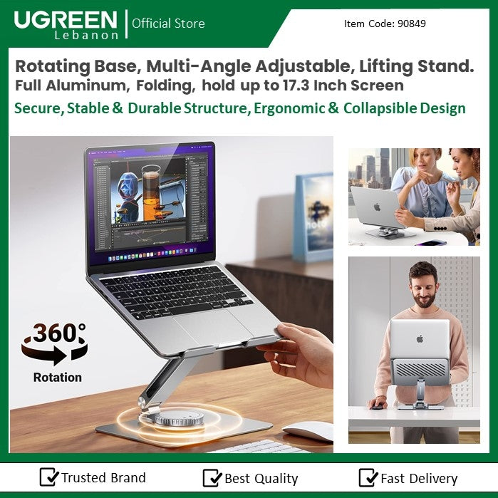 Ugreen, Rotating Base, Multi-Angle Adjustable, Lifting Laptop Stand. Dual Axis Design, Height And Angle Adjustable Ugreen Lp592 - 90849