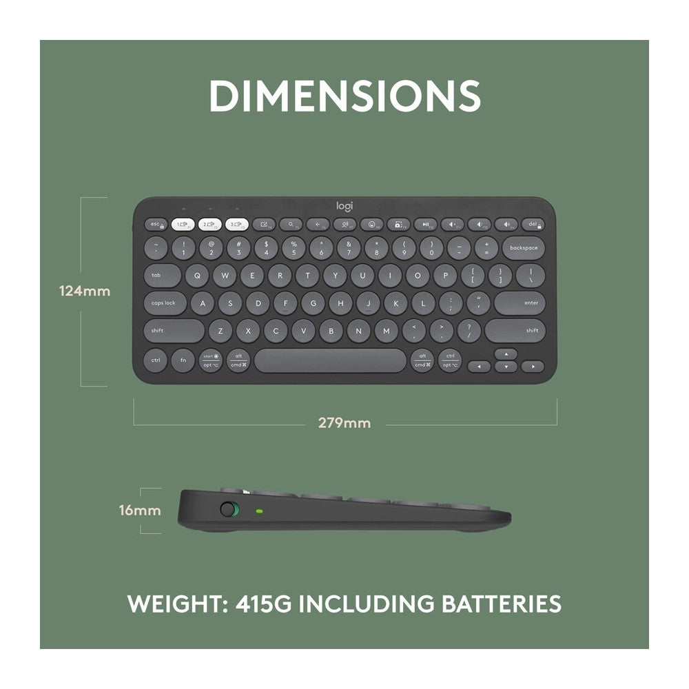 Logitech, Bluetooth Keyboard Pebble Keys 2 K380S Graphite