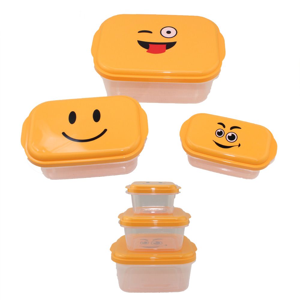 Cool Gift, Emoji Plastic Food Container (3 Pcs/Set), Available in Different Models