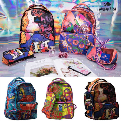 Glossy Bird, School bag Set Of 2 Pcs, Available in Different Models