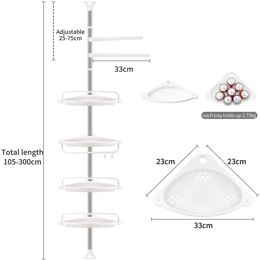 Cool Gift, 4 Tier Telescopic Bathroom Organiser Corner Shower