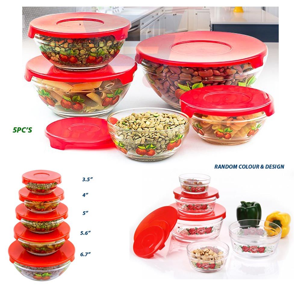 Cool Gift, 5Pc Glass Bowl Set, Available In Different Colors