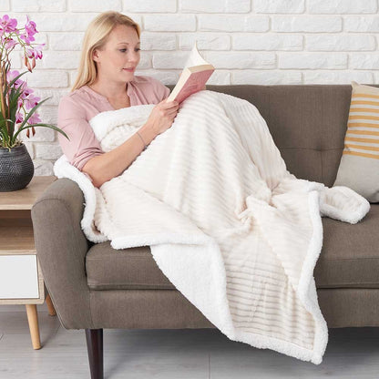 Cool Gift, Dual Sided Super Soft Blanket with Fleece Face and Plush Sherpa, Available in Different Colors