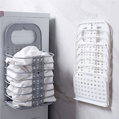 Cool Gift, Foldable Wall Mounted Laundry Basket - White