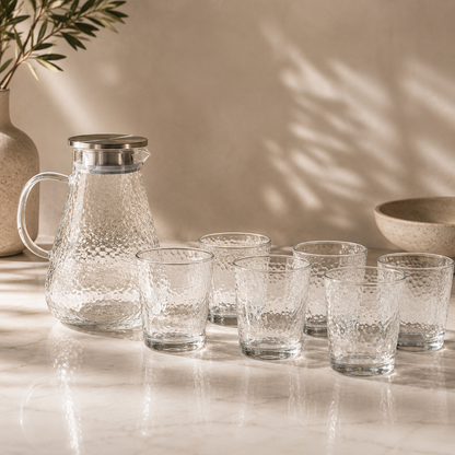 Karaca Luminous 7-Piece Glass Set – Transparent | Elegant Jug & Glassware, 153.09.01.9477