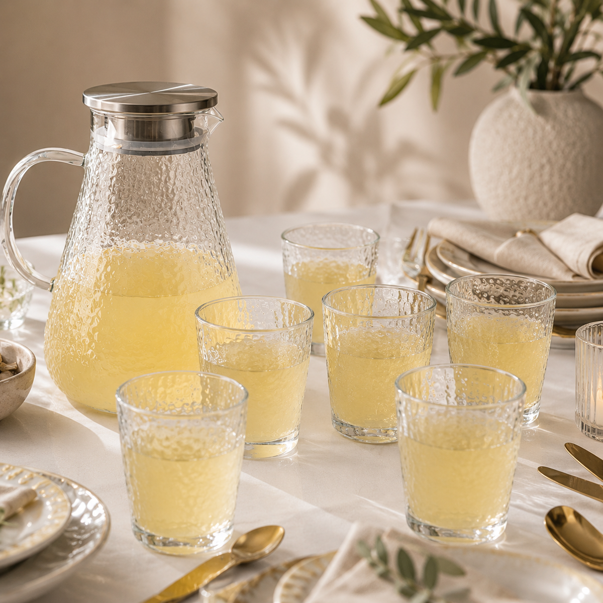 Karaca Luminous 7-Piece Glass Set – Transparent | Elegant Jug & Glassware, 153.09.01.9477