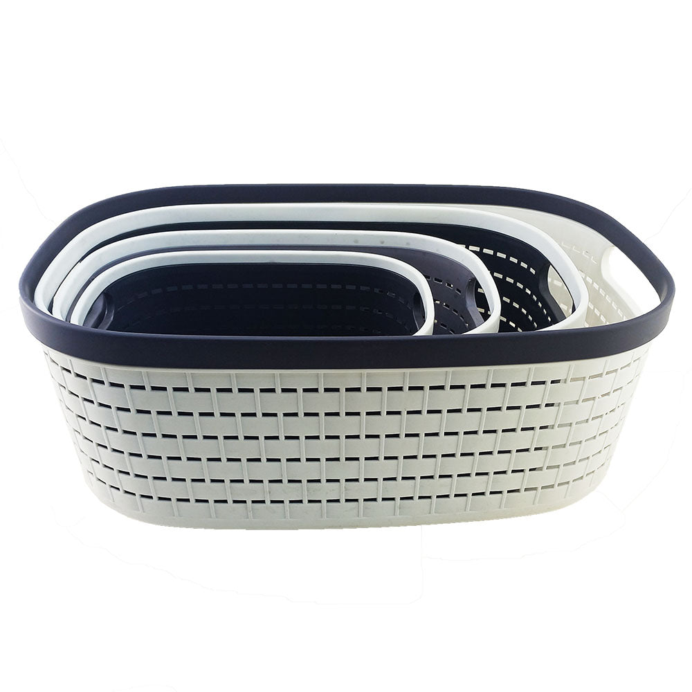 Cool Gift, Rectangle Laundry Basket Plastic Storage Organizer - Set of 4 Pcs, Available in Different Colors