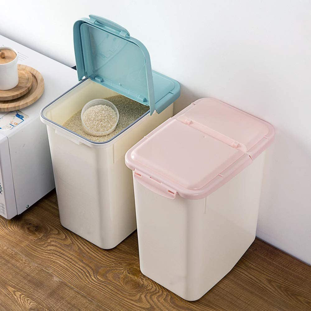 Cool Gift, 12Kg Sealed Plastic Storage Box With Measuring Cup, Available in Different Colors