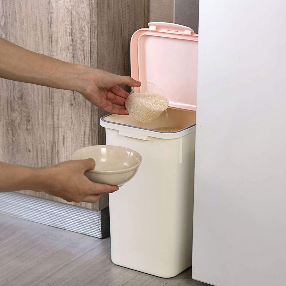 Cool Gift, 12Kg Sealed Plastic Storage Box With Measuring Cup, Available in Different Colors