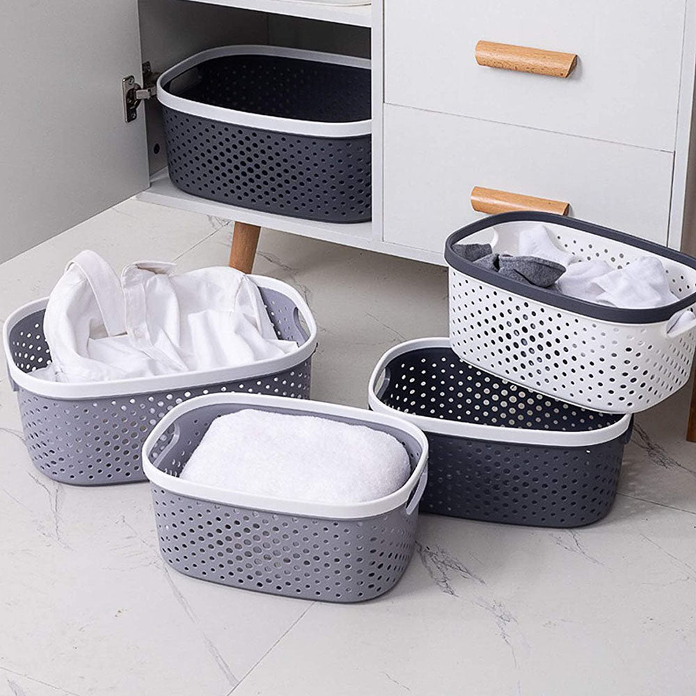 Cool Gift, Rectangle Laundry Basket Plastic Storage Organizer - Set of 3 Pcs, Available in Different Colors