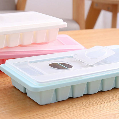 Cool Gift, 16 Cubes Ice Cube Tray With Lid No Spill Easy Pop, Available in Different Colors