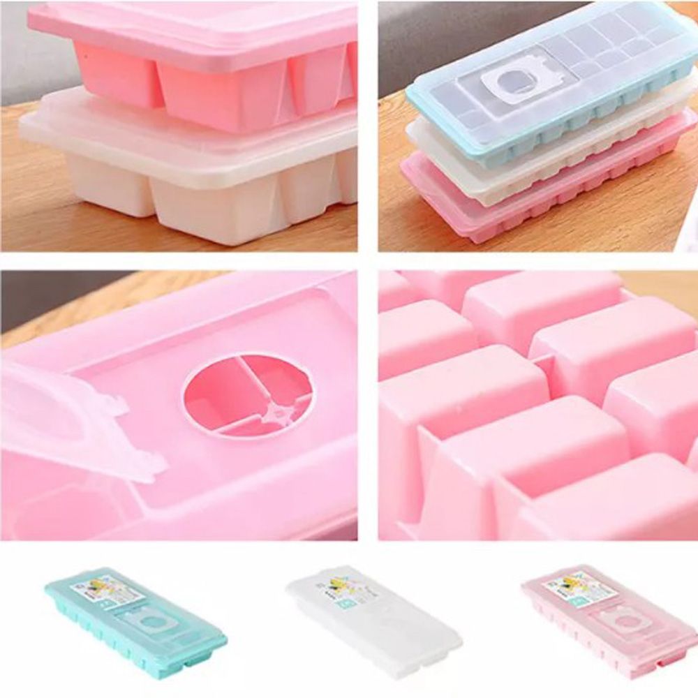 Cool Gift, 16 Cubes Ice Cube Tray With Lid No Spill Easy Pop, Available in Different Colors