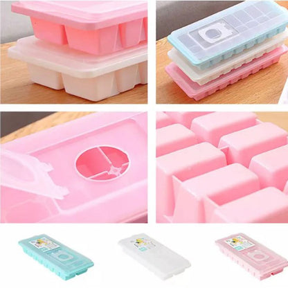Cool Gift, 16 Cubes Ice Cube Tray With Lid No Spill Easy Pop, Available in Different Colors
