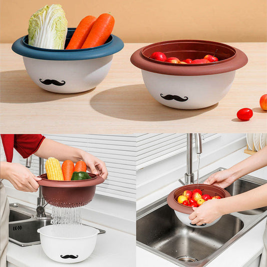 Cool Gift, Kitchen vegetable washing pots 2 In 1, Available in Different Colors