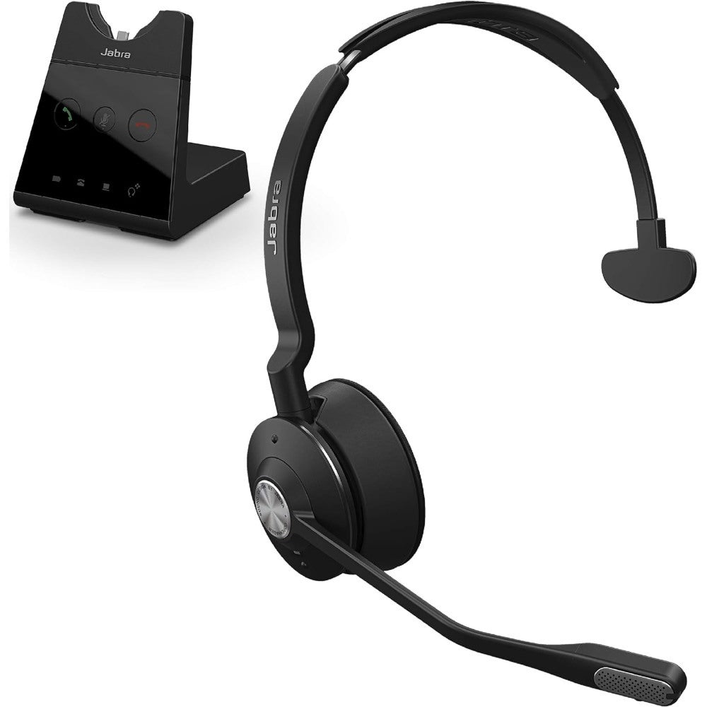 Jabra, Engage 65 Mono On-Ear DECT Headset - Skype For Business Certified Wireless Headphones with Advanced Noise Cancellation for Deskphones and Softphones, Black