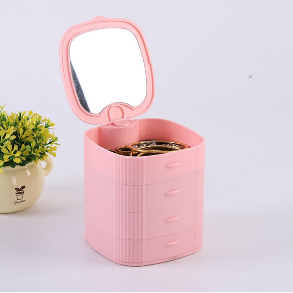 Cool Gift, Rotating Jewelry Storage Box With Mirror, Available In Different Colors