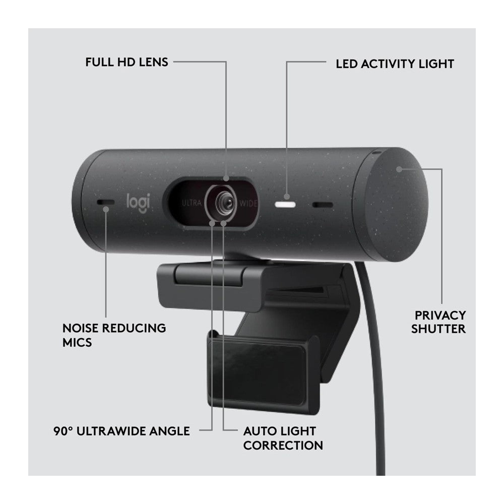 Logitech, Webcam Brio 500 Full Hd 1080P Usb, Available in Different Colors
