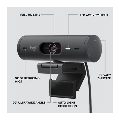 Logitech, Webcam Brio 500 Full Hd 1080P Usb, Available in Different Colors