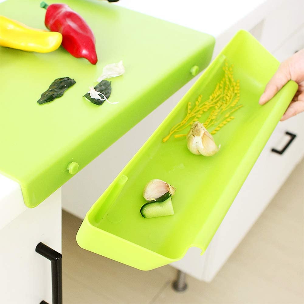 Cool Gift, Cutting Chopping Board Set with Food Holder Container Tray, Available in Different Colors