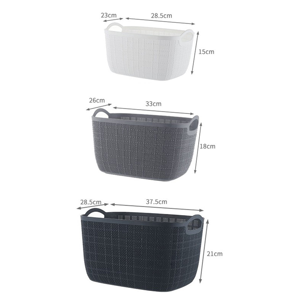 Cool Gift, Rectangle Laundry Basket Plastic Storage Organizer - Set of 3 Pcs, Available in Different Colors