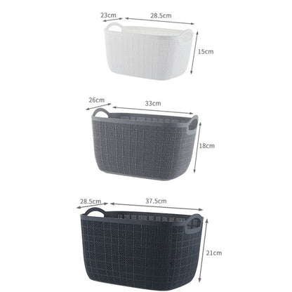 Cool Gift, Rectangle Laundry Basket Plastic Storage Organizer - Set of 3 Pcs, Available in Different Colors