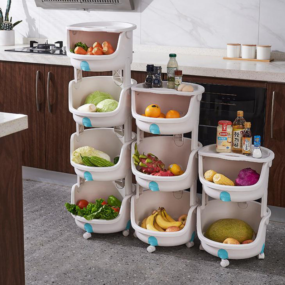 Cool Gift, Stackable Storage Basket, Vegetable Basket With Wheels, Available in Different Sizes