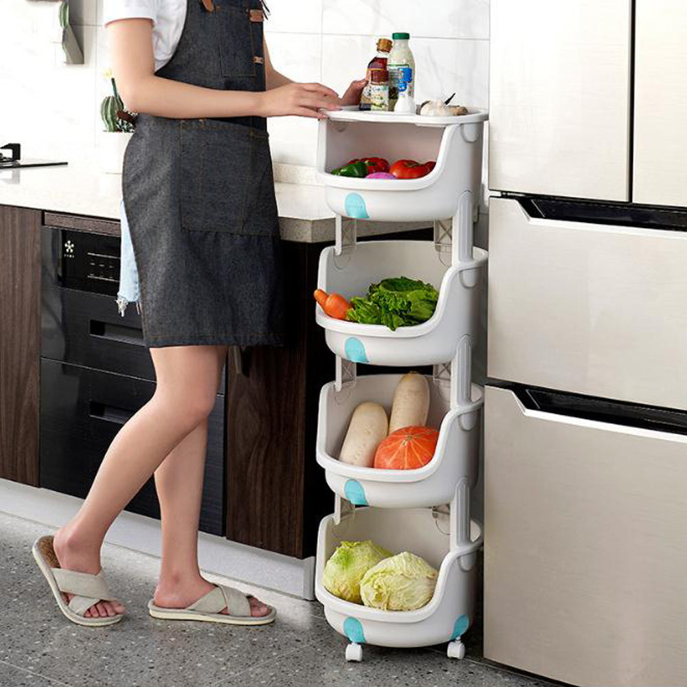 Cool Gift, Stackable Storage Basket, Vegetable Basket With Wheels, Available in Different Sizes