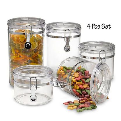 Cool Gift, 4pcs Clear Canister Set with Clamp Lids