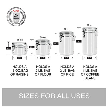 Cool Gift, 4pcs Clear Canister Set with Clamp Lids