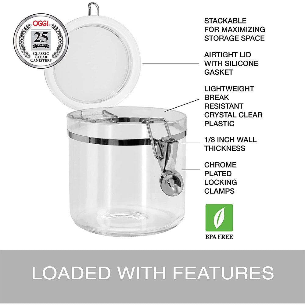 Cool Gift, 4pcs Clear Canister Set with Clamp Lids