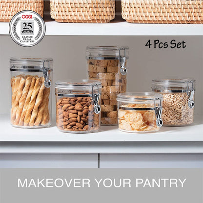 Cool Gift, 4pcs Clear Canister Set with Clamp Lids